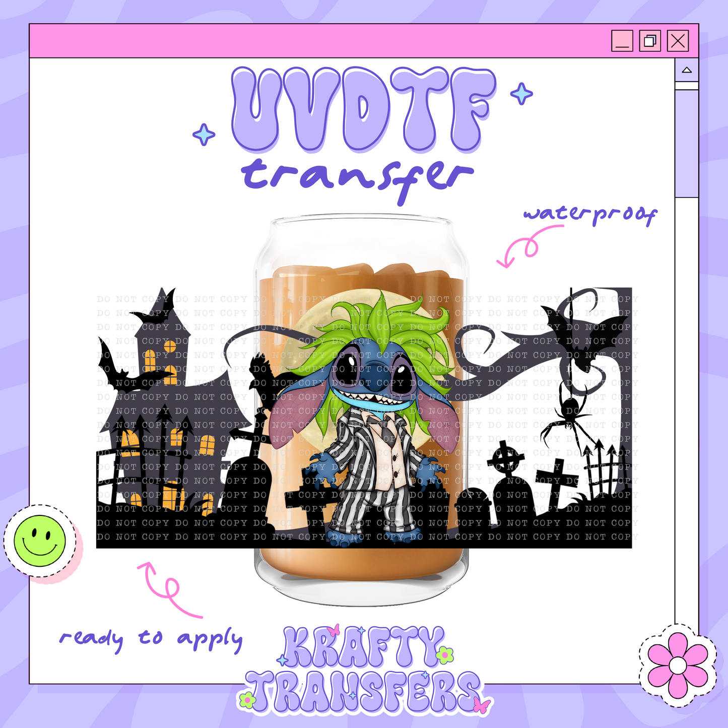 Dis Spooky Alien BeetleJuice - 16oz Glass Wrap