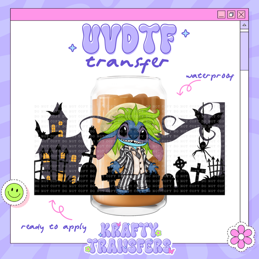 Dis Spooky Alien BeetleJuice - 16oz Glass Wrap