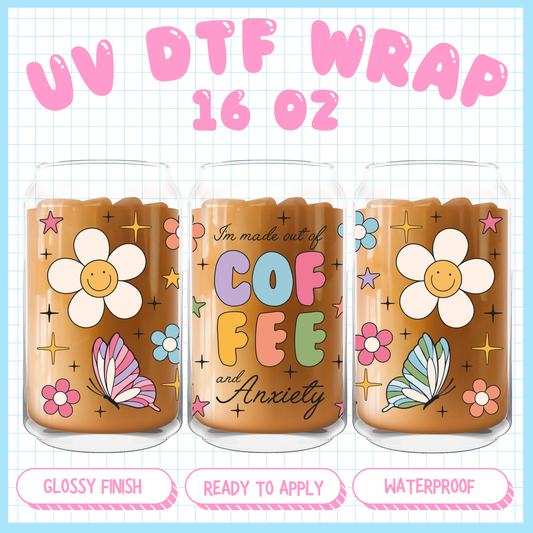 Coffee & Anxiety - 16 oz UV DTF WRAP