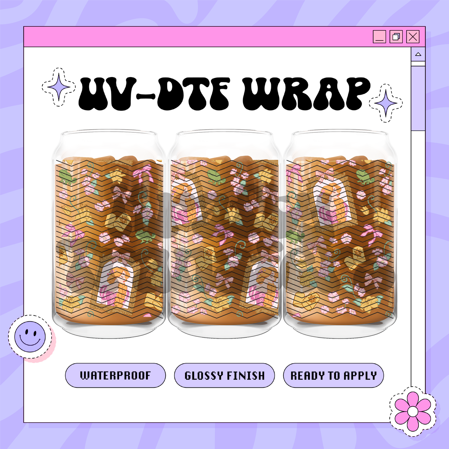 Long Hair Princess Dis - 16oz Glass Wrap