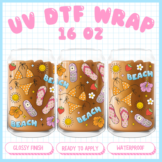 Beach Vibes - 16 oz UV DTF WRAP