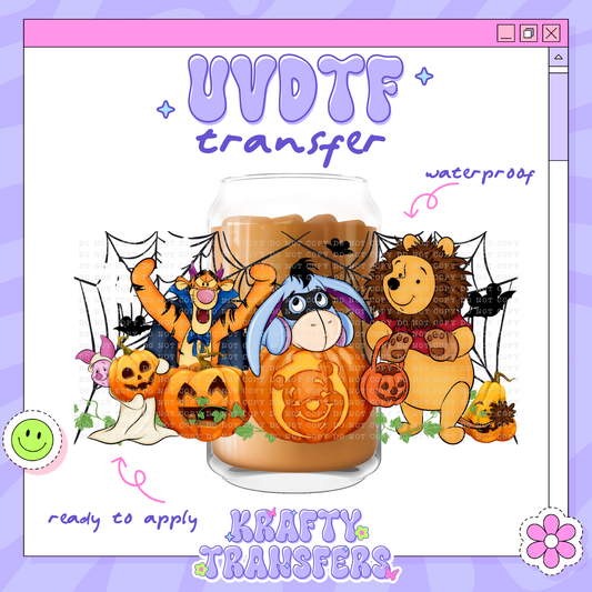 Dis Spooky Hunny Bear + Friends - 16oz Glass Wrap