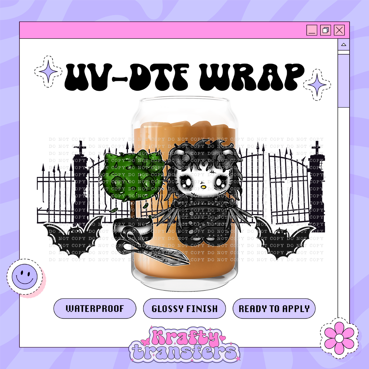 Spooky Scissor Kitty - 16oz Glass Wrap