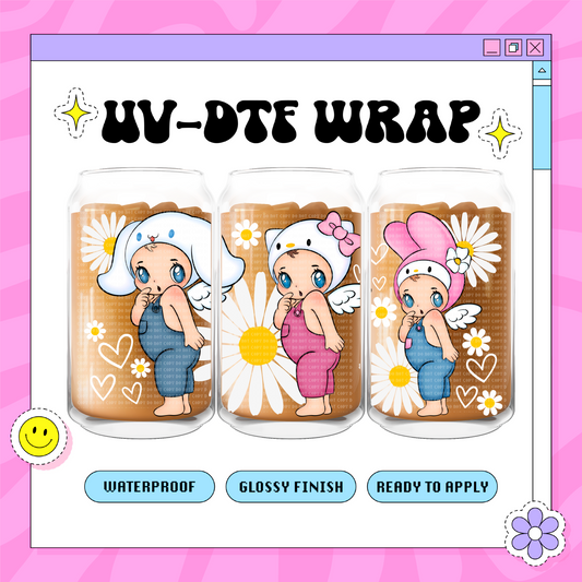 Kawaii Sonny Angels- 16oz Glass Wrap