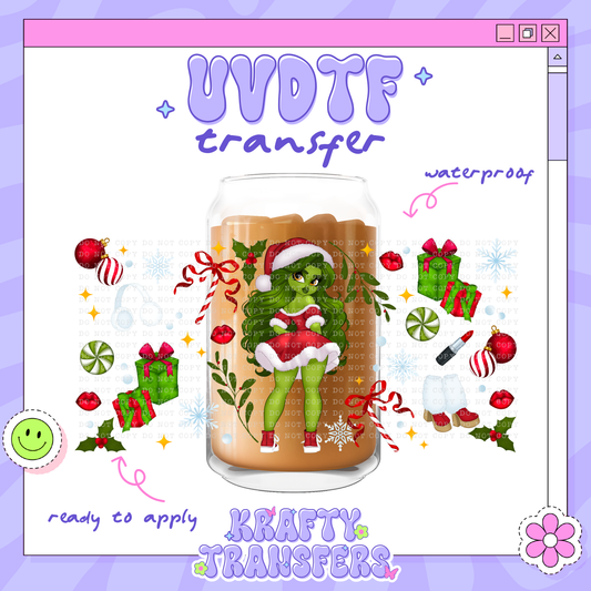 Xmas Grinchy Girl - 16oz Glass Wrap