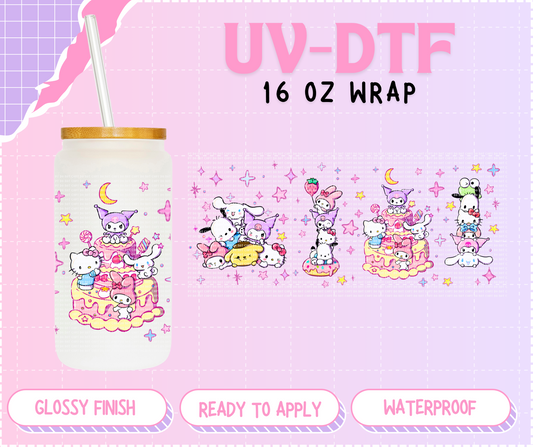 Kawaii Friends desert - 16 Oz UV DTF Wrap