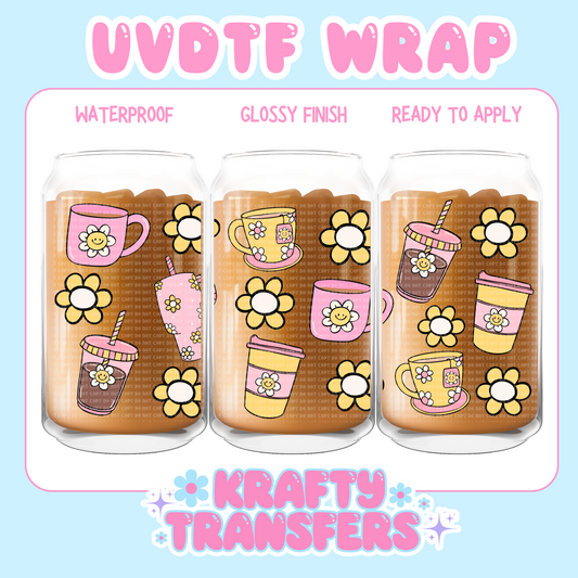 Coffee Sunflowers - 16 oz UV DTF WRAP