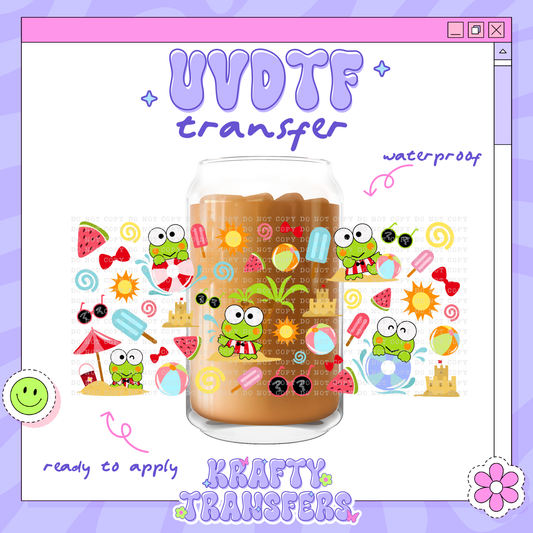 Kawaii Frog Beach - 16oz Glass Wrap