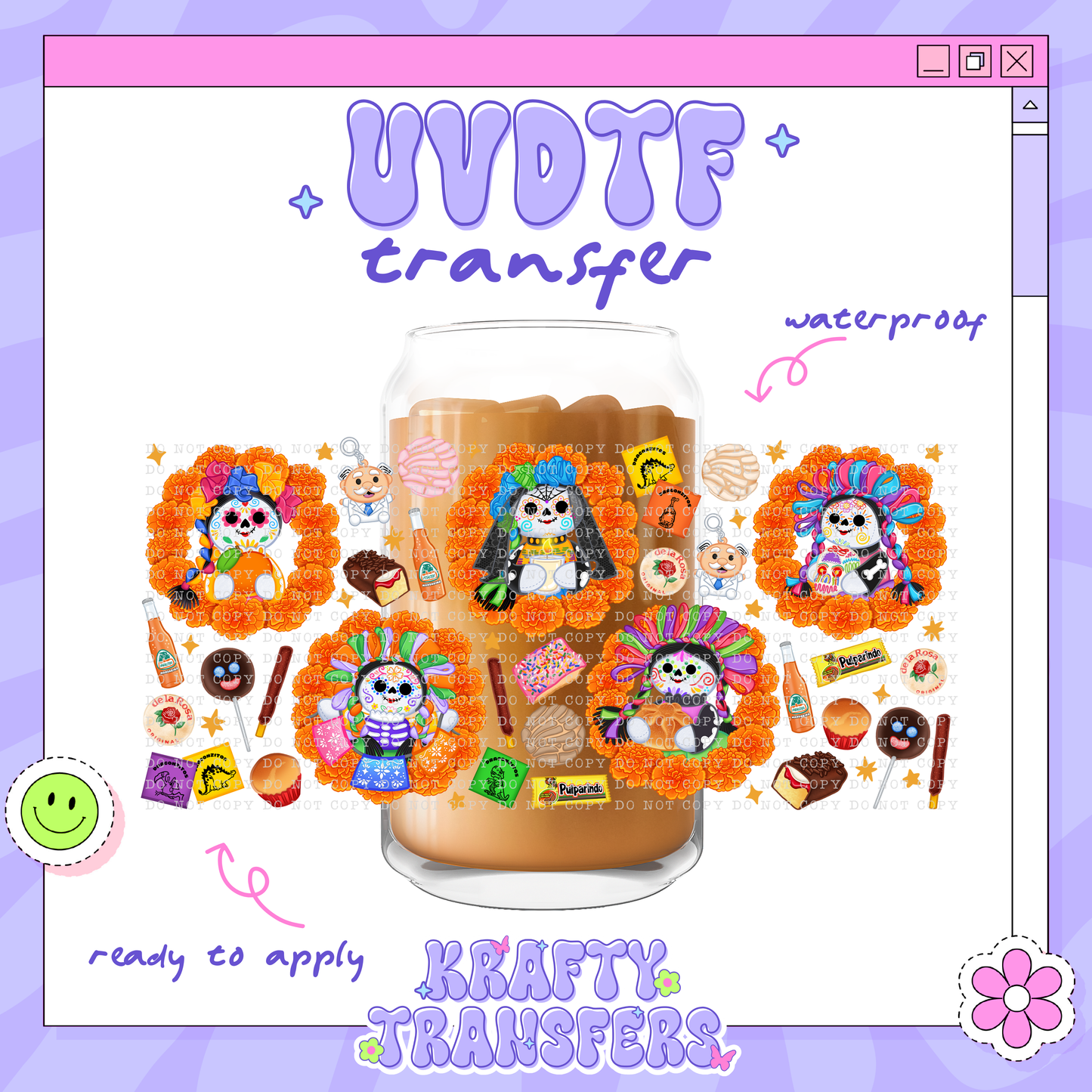 Dia De Los Muertos Dolls - 16oz Glass Wrap