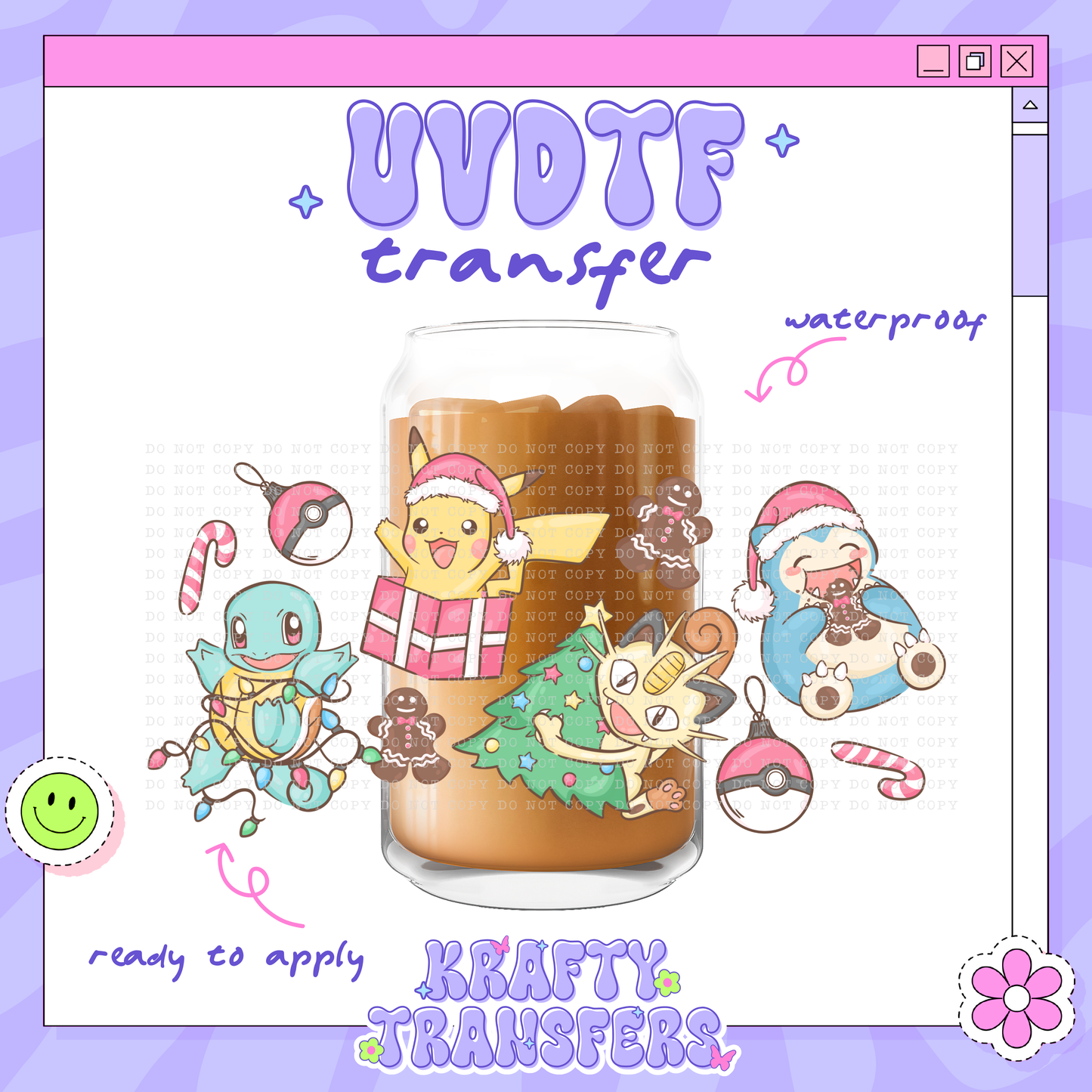 Kawaii Xmas Poke - 16oz Glass Wrap