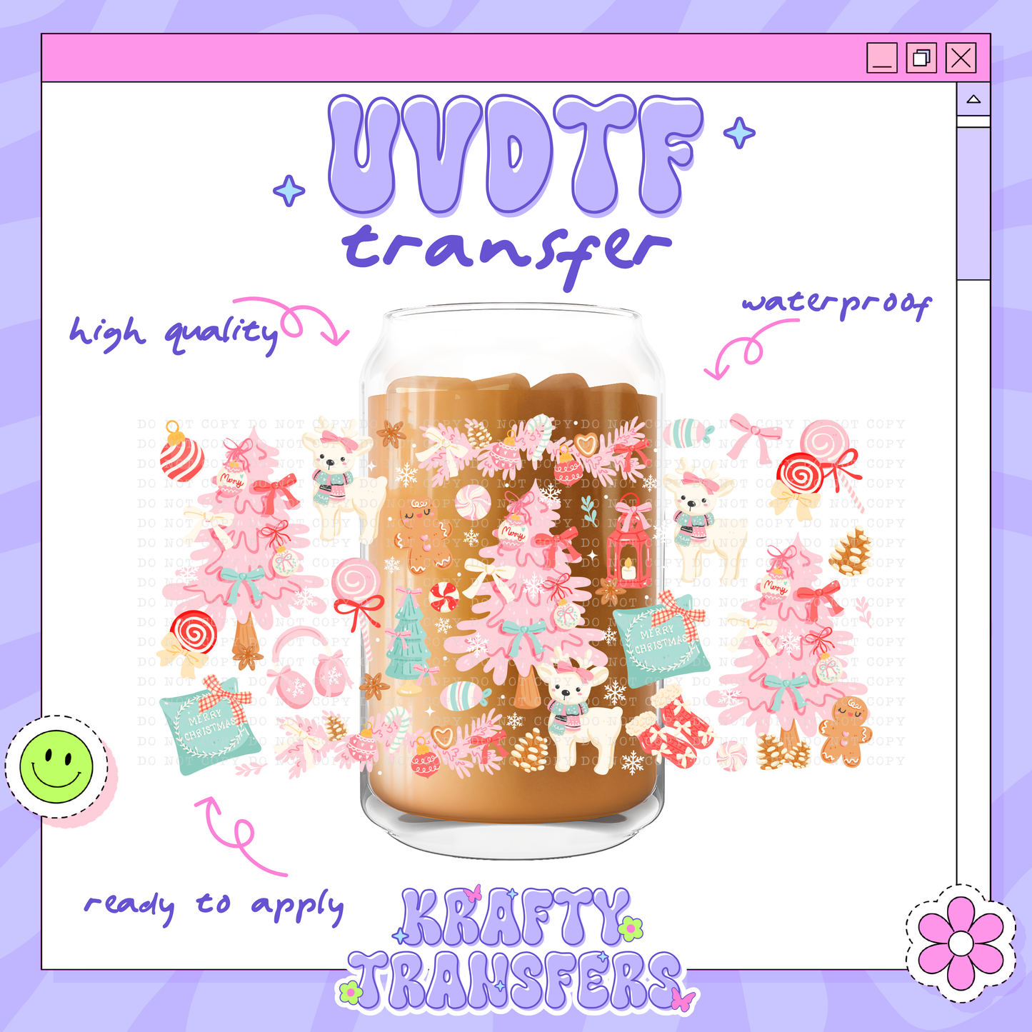 Jolly Pink Holidaze - 16oz Glass Wrap