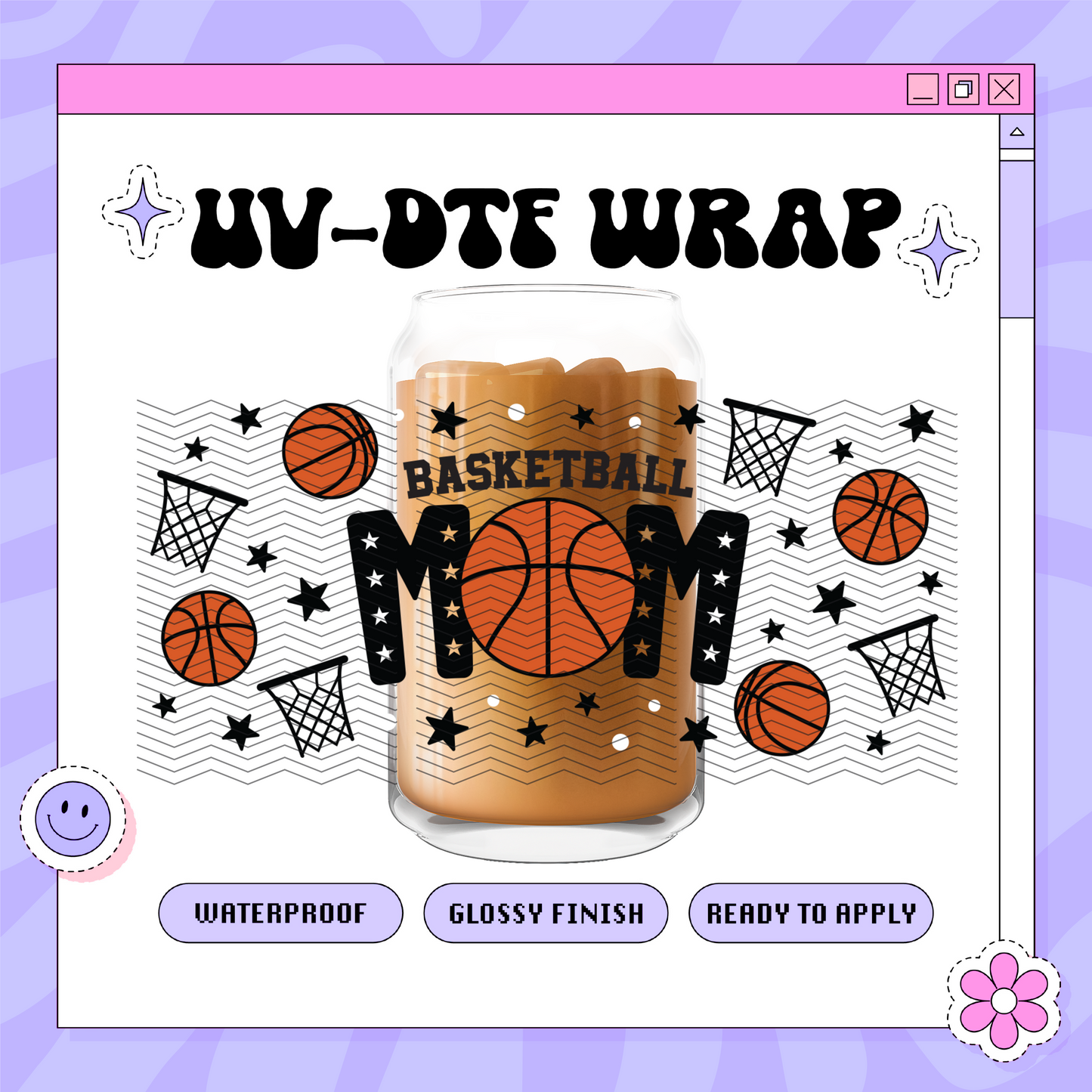 Sport Basketball Mom - 16oz Glass Wrap