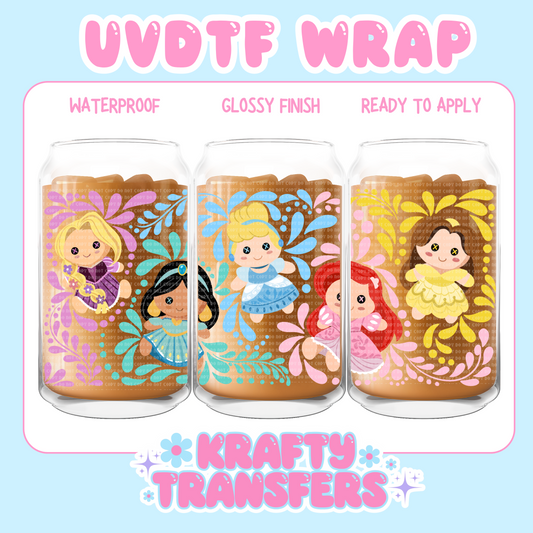 Princesses Muñecas - 16 oz UV DTF WRAP