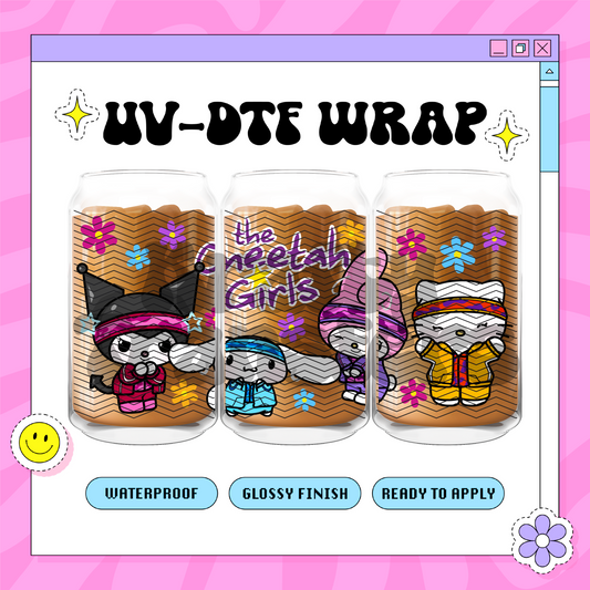 Cheetah Kawaii Girls EXCLUSIVE - 16 Oz UV DTF Wrap