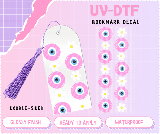 Evil Eye Pink Bookmark | Double Sided UV-DTF Decal