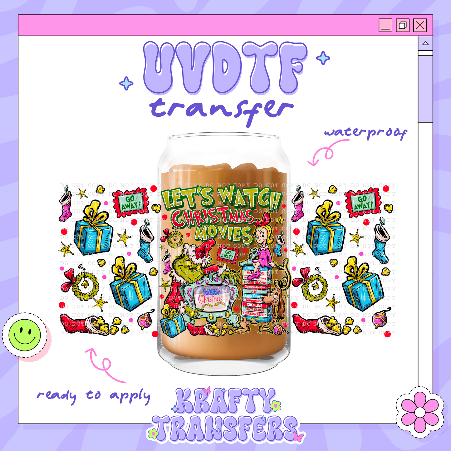 Xmas Movies Grinchy - 16oz Glass Wrap