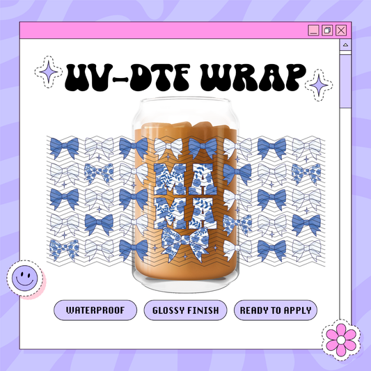 Mama Blue Bows - 16oz Glass Wrap