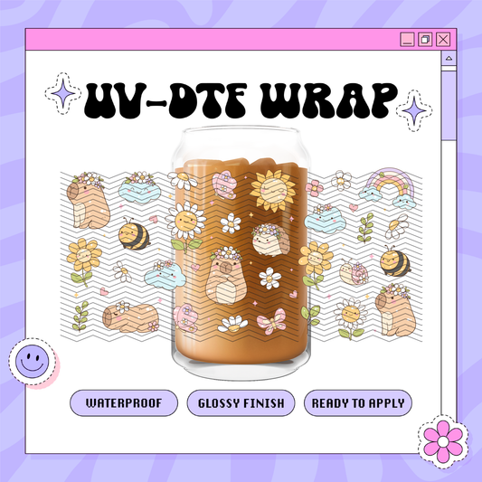 Kawaii Spring Capybara - 16oz Glass Wrap