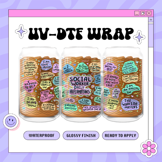 Social Worker Affi. Quotes - 16oz Glass Wrap
