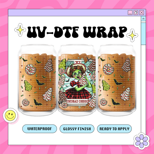 Undead Debbie Tarot Xmas - 16 oz Glass Wrap