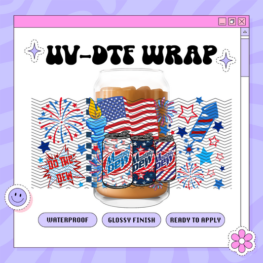 4OJ Patriotic Dew - 16oz Glass Wrap