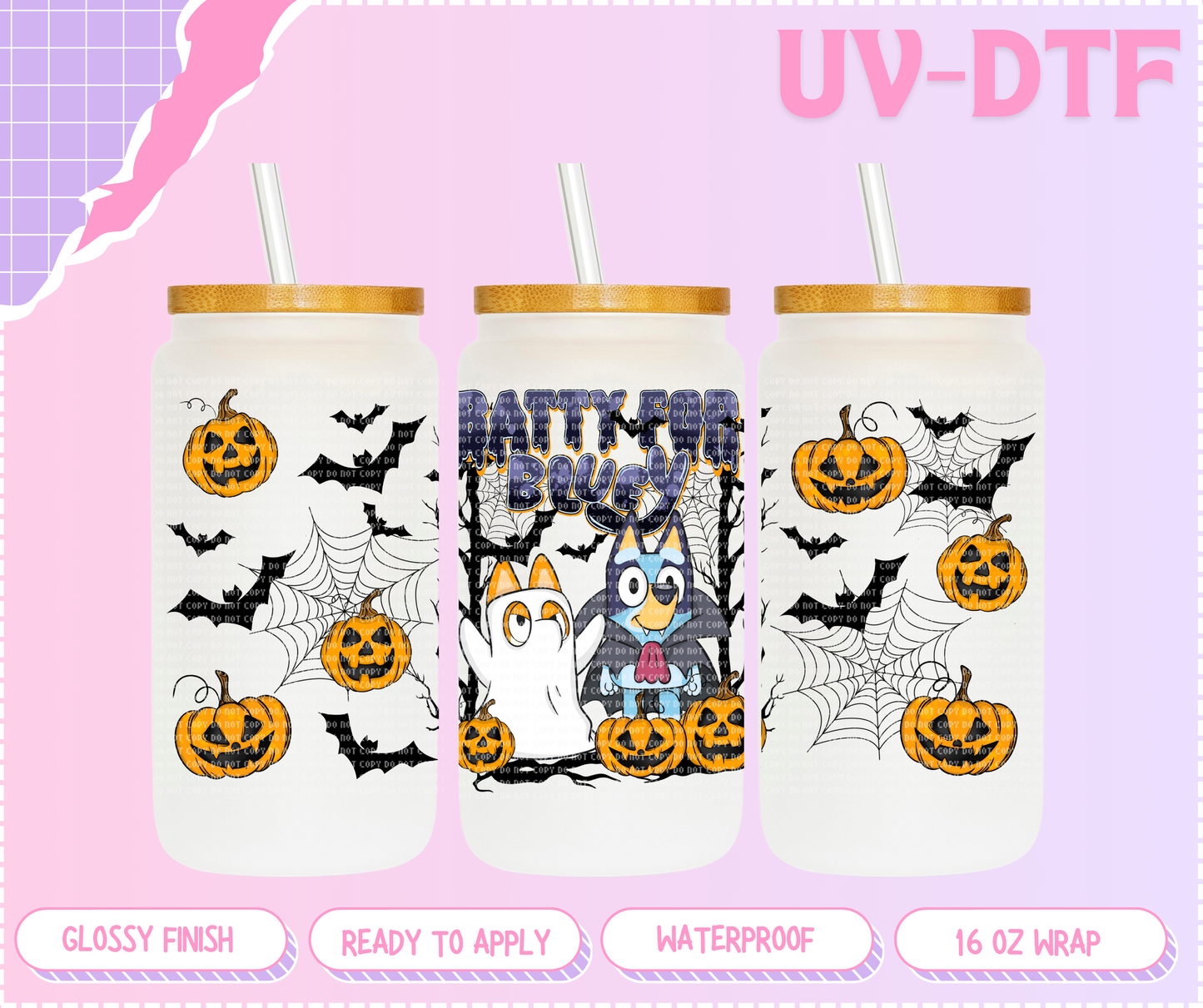 Spooky Dogs - 16 Oz UV DTF Wrap