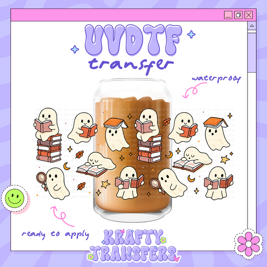 Spooky Bookish Ghosties - 16oz Glass Wrap