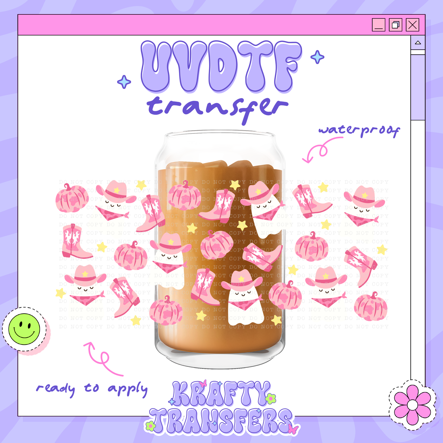 Spooky Pink Cowgirl Ghosties - 16oz Glass Wrap