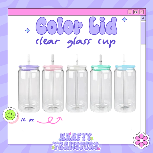 16 oz Color Lid Glass Cup