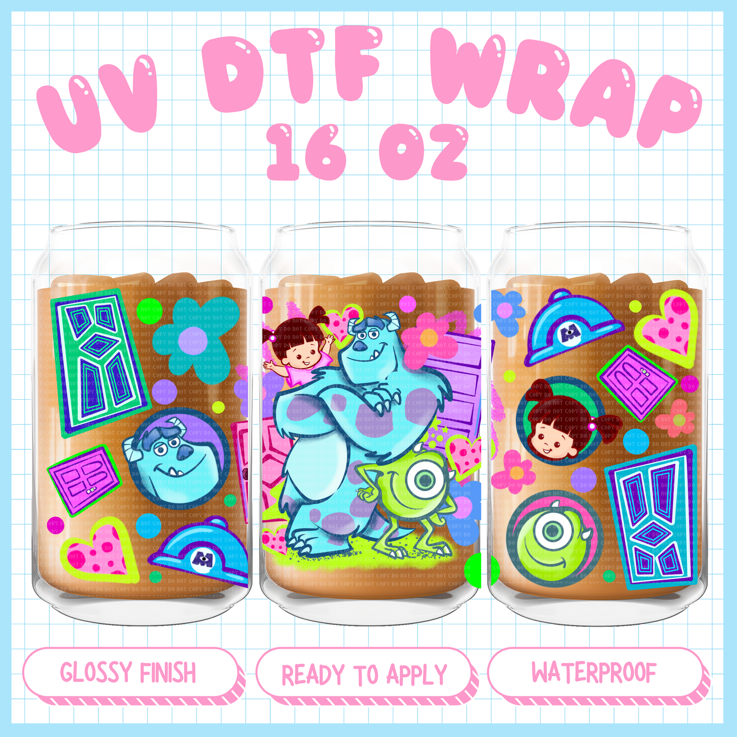Boo & Monster Friends - 16 oz UV DTF WRAP