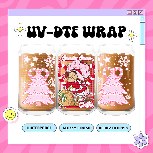 Pink Strawberry Xmas - 16 oz Glass Wrap