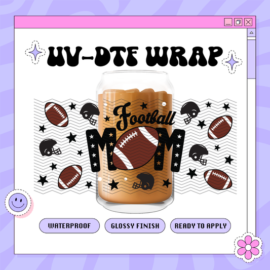 Sport Football Mom - 16oz Glass Wrap