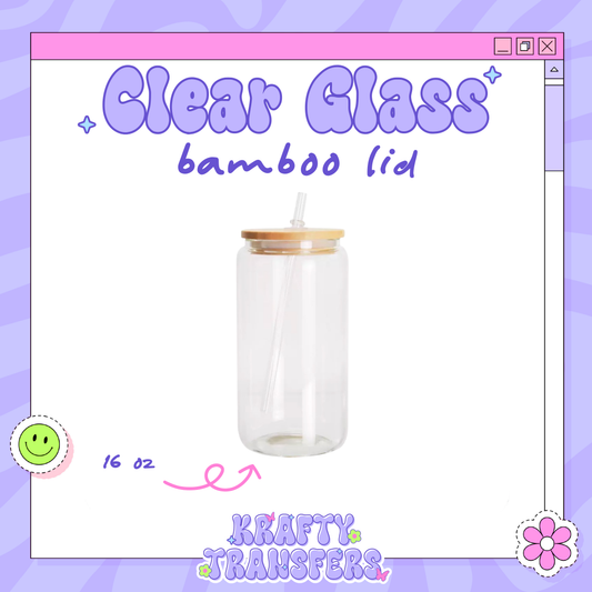 16 oz Clear Bamboo Glass Cup
