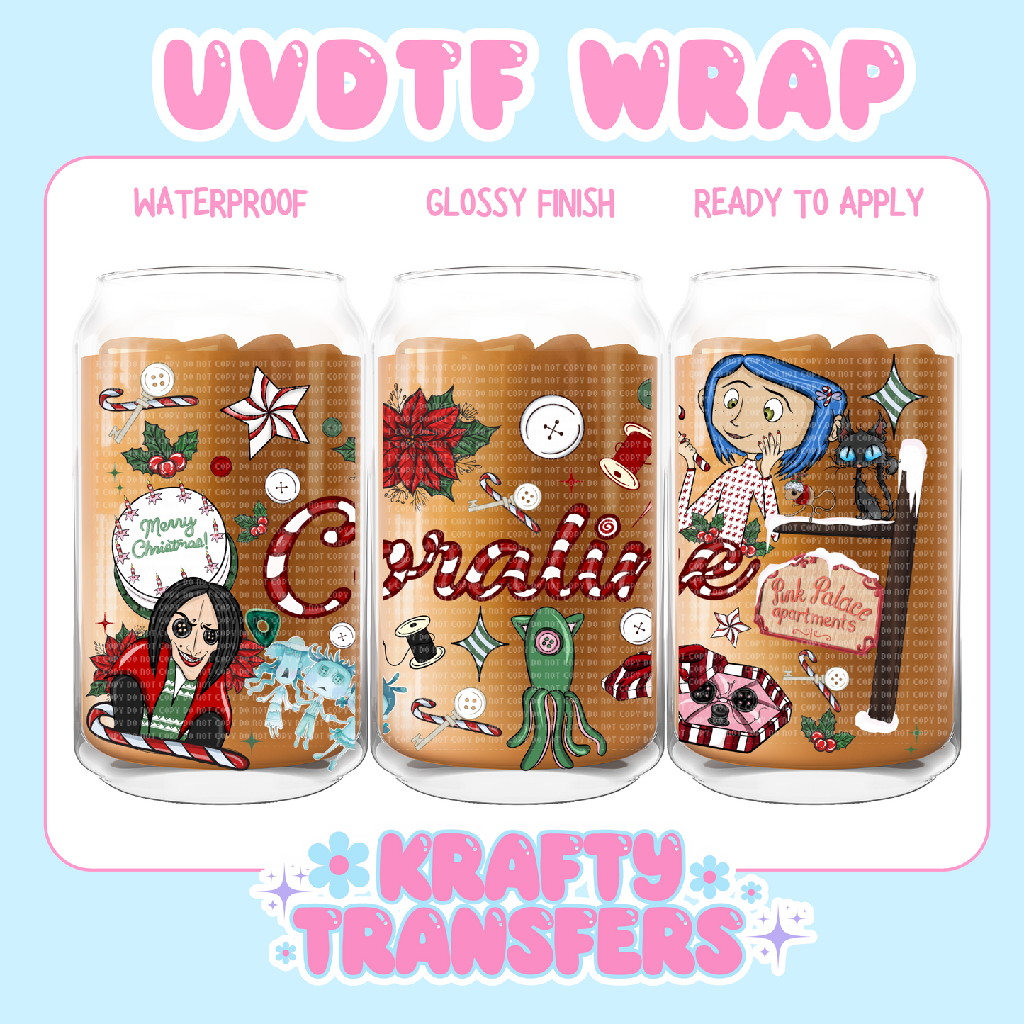 Cora & Friends Xmas - 16 oz UV DTF WRAP