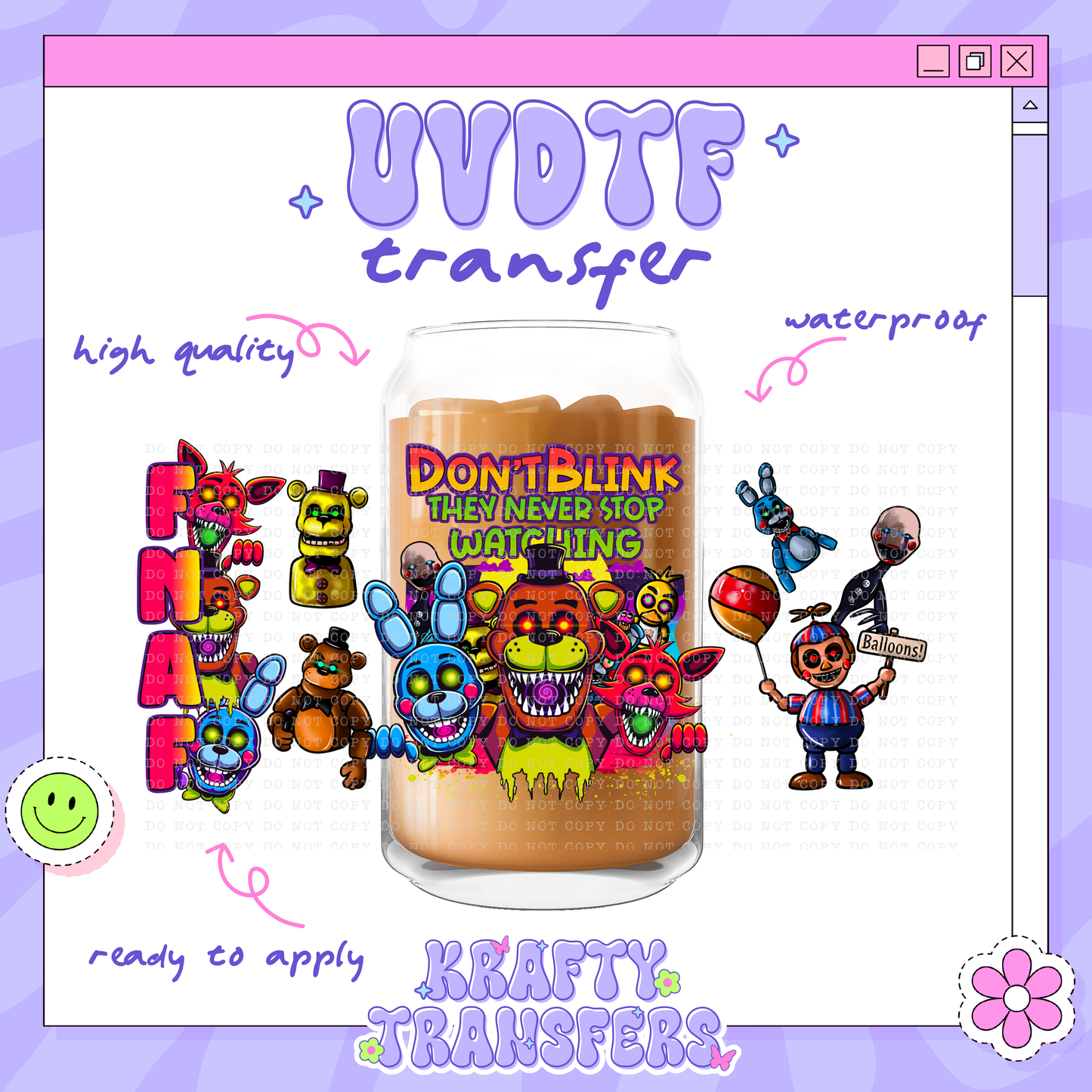 Horror Freddy Nights - 16oz Glass Wrap