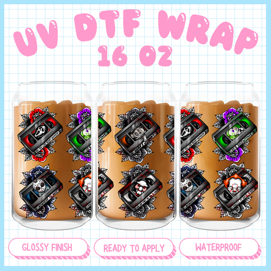 Horror VHS
 - 16 oz UV DTF WRAP