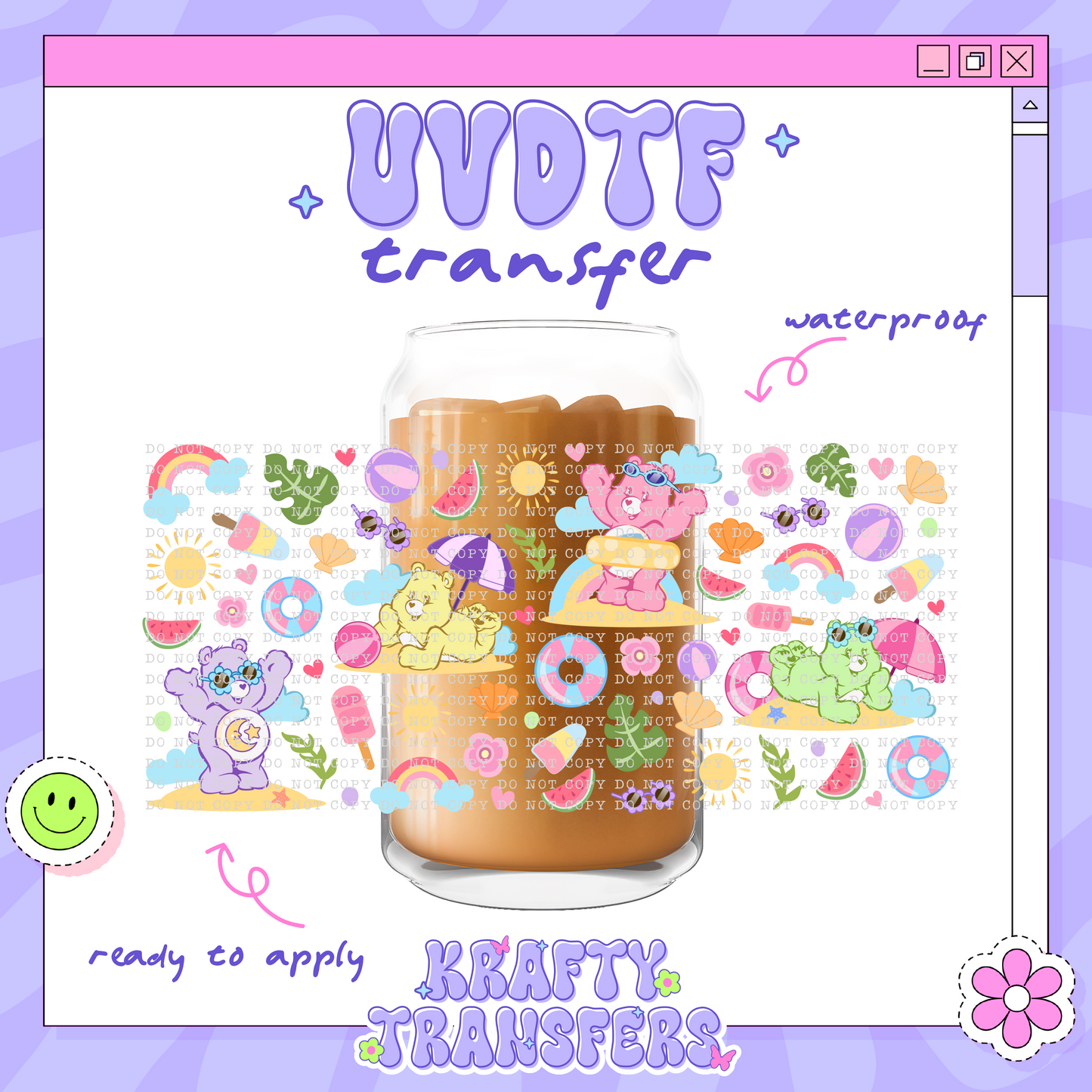 Beary Summer - 16oz Glass Wrap