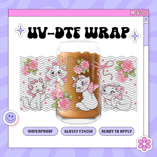 Cat Pink Bow - 16oz Glass Wrap