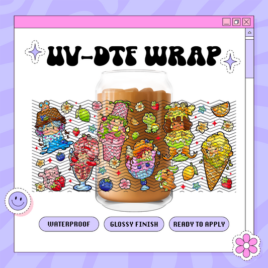 Strawbs + Friends Ice Cream - 16oz Glass Wrap