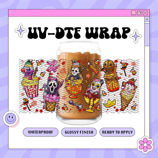 Spooky Slashers + Ice Cream - 16oz Glass Wrap