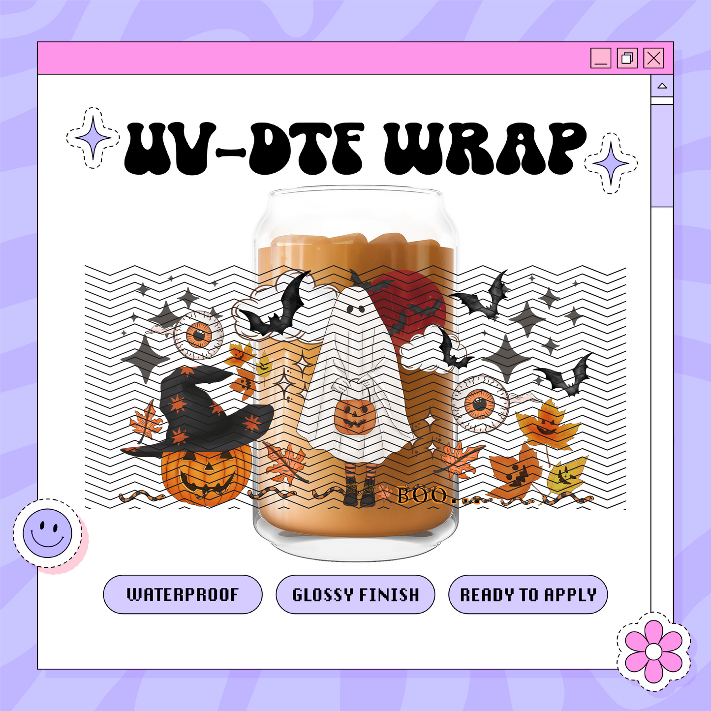 Spooky Fall-ish Boo - 16oz Glass Wrap
