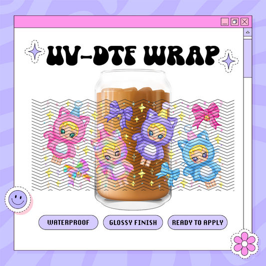 Kawaii Kitty Molls - 16oz Glass Wrap