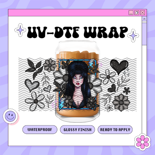 Spooky Elvira - 16oz Glass Wrap