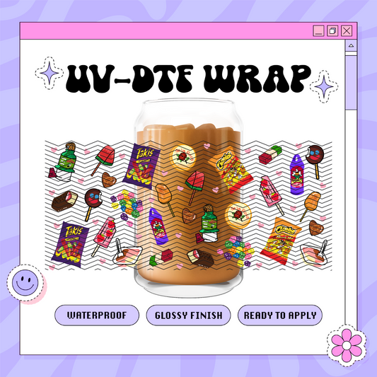 Mexican Snack + Candies - 16oz Glass Wrap