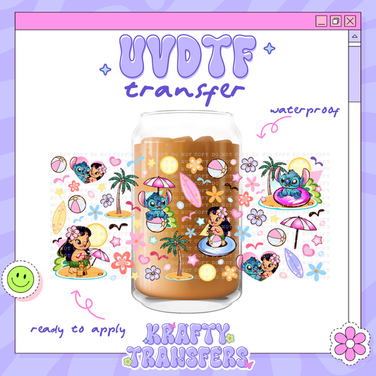 Alien & Girl Beach Day - 16oz Glass Wrap