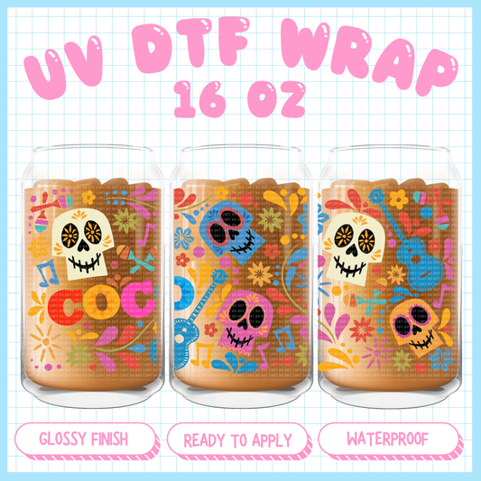 Skeletons Coco - 16 oz UV DTF WRAP