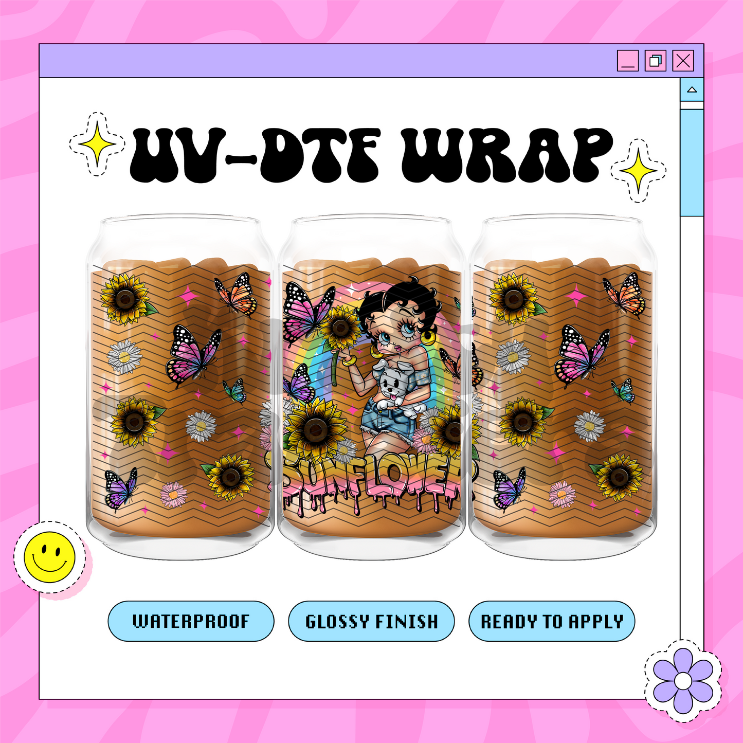 Sunflower Betty - 16oz Glass Wrap