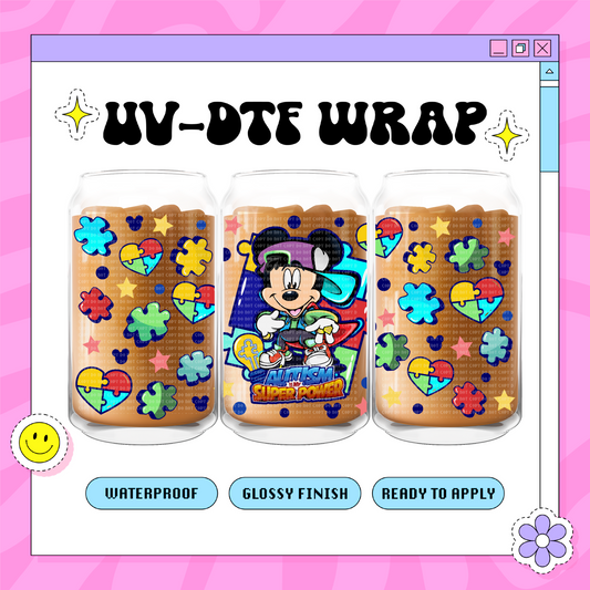 Autism Power - 16oz Glass Wrap