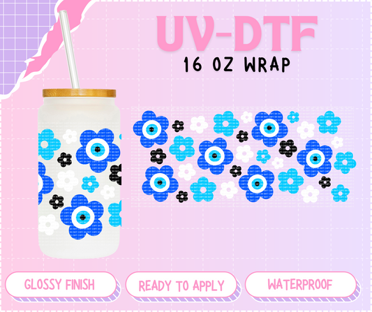 Evil eye flowers  - 16 Oz UV DTF Wrap