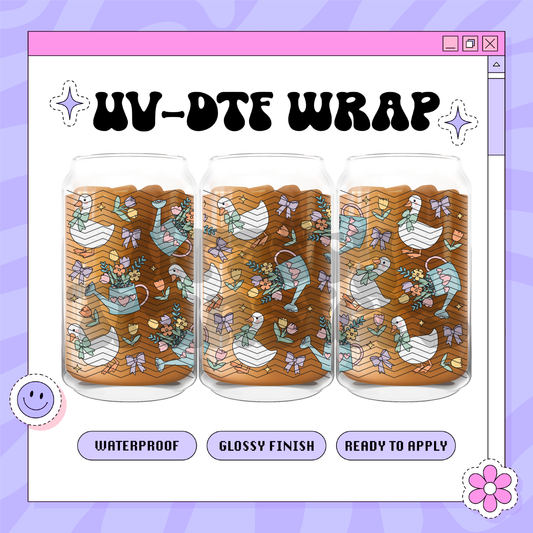 Goose & Flowers Spring - 16oz Glass Wrap